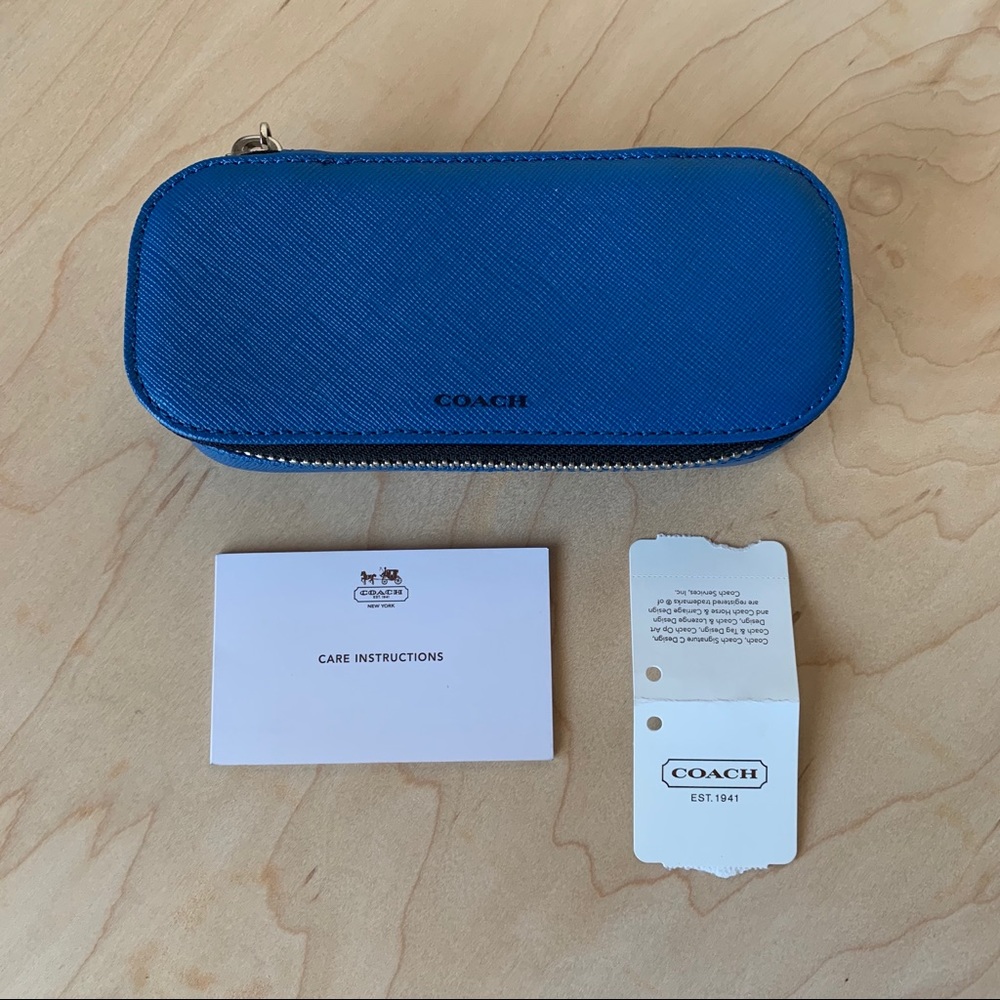 š SOLD š COACH BLUE LEXINGTON SAFFIANO LEATHER GLASSES CASE NWT - Picture 1 of 12